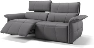 Sofanella Dreisitzer ADRIA Ledercouch Echtleder Sofa in Grau