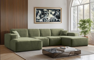 Kaiser Möbel Ecksofa Eckcouch U form, SIENA stoff Poso, Maloy, Salvador,Velo, Artico, U-Form, Wahl aus 4 Stoffen, Komfortsitz mit HR-Schaum