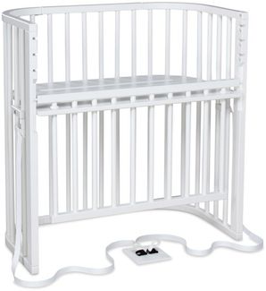 babybay Boxspring Comfort Plus Beistellbett aus massivem Buchenholz / Kinderbett Höhe stufenlos verstellbar & umweltfreundlich / mitwachsendes Babybett mit Verschlussgitter (schiefergrau lackiert)
