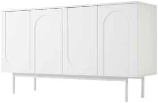 HAUSS SPLOE Sideboard Kommode Sideboard mit 4 Türen,140×42×80cm, minimalistisches reinweißes