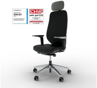 Ergotopia Bürostuhl MasterBack ergonomischer Schreibtischstuhl mit Kopfstütze (bereits montiert)