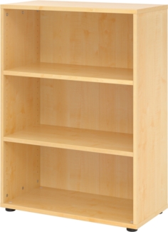 bümö Regal Ahorn, Standregal aus Holz für 3 Ordnerhöhen - Bücherregal klein 80 cm breit, Aktenregal für Ordner & Bücher, kleines Büroregal, Holzregal, Ordnerregal, Buchregal Dachschräge, 938RE-3