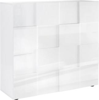 INOSIGN Highboard Dama Höhe 111 cm, Breite 121 cm, Kommode 2 Türen, Hochkommode, Front in 3D-Optik, viel Stauraum, verschiedene Farben