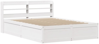 vidaXL Massivholzbett mit Kopfteil Weiß 140x200 cm Kiefer 3307084