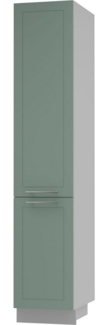Feldmann-Wohnen Apothekerschrank Kvantum (Türscharniere mit Soft-Close-Funktion, 1 Schublade mit Metallkorb, 1-St, Fronten mit dekorativen Fräsungen und leicht abgerundeten Ecken) 40 x 59 x 207 cm grau - mint (Q-2D14K/40/kargo)