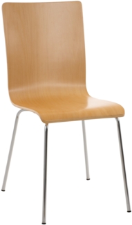 DELUKE® Besucherstuhl PEPE - 87x43x47cm, Natur Holz Metall in Chromoptik Gestell Konferenzstuhl Wartezimmerstuhl