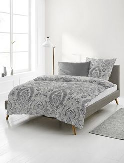 Bierbaum Biber Bettwäsche 155x220 Ornamente Barock grau silber 3846-10