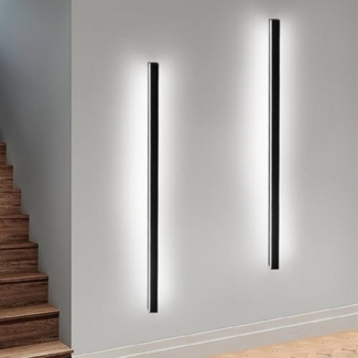 ZMH 2ER LED Wandleuchte Innen Wandlampe Schwarz - 100CM Wandbeleuchtung Wohnzimmer Modern Flurlampe Wand 32W Schlafzimmerlampe Metall Treppenhaus Beleuchtung Kaltwei? fr Flur Wohnzimmer Kche Hotel