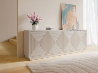Vente-unique - Sideboard mit 4 Türen - MDF - Beige - MEZULIA