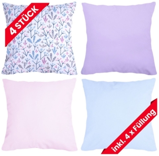Amilian Dekokissen 4er Set - Dekokissen mit Füllung - 40x40 cm oder 50x50 cm - Kissen, Wunderschöne Muster