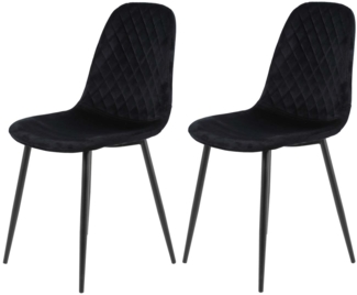 2er Set Küchenstuhl Mira - Samtvelour Schwarz