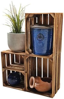 Holzkisten Obstkisten 3 x 40x30x25cm Geflammt Ablage Kurz