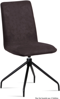 Esszimmerstuhl drehbar (4er-Set) Divona 47x92x60 Schwarz/Espresso