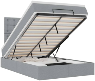 vidaXL Ottoman-Bett mit Matratze & LEDs Hellgrau 120x200 cm Stoff 3314162