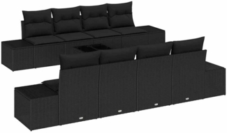 vidaXL Sofa Set mit Kissen 7 pcs Schwarz Poly Rattan 3346993