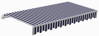 Premium Gelankarmmarkise 3,6x2,5 m Gelenkarm Markise blau-weiss Balkon Sonnenmarkise