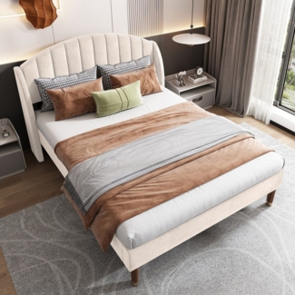 STILVORA Polsterbett 160×200 Bettgestell Jugendbett mit Lattenrost und Kopfteil,Kinderbett (Stahlrahmen mit Holz-Lattenrost Einfache Montage, mit Matratze), Samt Bezug weich und hoch Kopfteil Polsterung aus Schaum