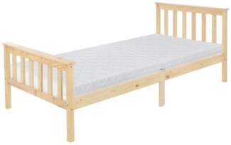 ML-DESIGN Bettgestell Holz Tagesbett, Jugend Einzelbett mit Kopf- & Fußteil, Holzbettgestell, Kinderbett, Bettrahmen Massivholz Bett Jugendbett Kiefer Natur
