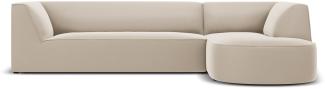 Micadoni 4-Sitzer Samtstoff Modular Ecke rechts Sofa Ruby | Bezug Beige | Beinfarbe Black Plastic