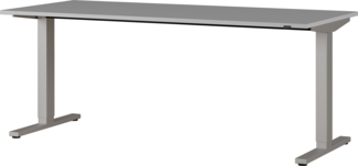 Germania Schreibtisch, elektrisch höhenverstellbar, Holz lichtgrau / Metall silber, 180x80 cm