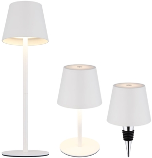LED Tischlampe, weiß, Akku, Touchdimmer, Flaschenaufsatz