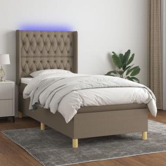 vidaXL Boxspringbett mit Matratze & LED Taupe 100x200 cm Stoff 3139097