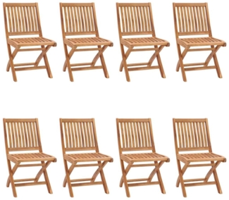 vidaXL Klappbare Gartenstühle mit Kissen 8 Stk. Massivholz Teak 3072868