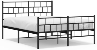 vidaXL Bettgestell mit Kopf- und Fußteil, Metall, Schwarz, 150x200 cm