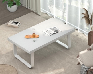 Mudmasa Couchtisch Weiß Holz Moderner Sofatisch 100x55x46.5cm