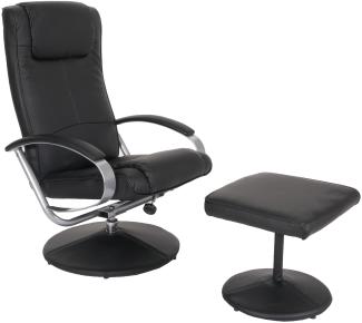 Relaxliege Relaxsessel Fernsehsessel N44 mit Hocker ~ schwarz