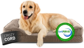 Lumaland Hundebett Indoor Cord L 110 x 75 x 18 cm hellbraun vakuumiert