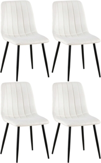 CLP 4er Set Stühle Dijon mit Lehne,cremeweiß Samt