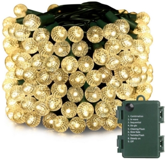 Elegear LED-Lichterkette 10M 100LEDs weihnachtsdeko Batterie, Kugel Lichterkette, Innen/Außen, 100-flammig, mit Timer 8 Modi für Weihnachten/Weihanchtsbaum Deko