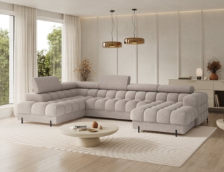 MOEBLO Ecksofa Vinca, Modernes U-Form Sofa mit Schlaffunktion, großem Stauraum und verstellbaren Kopfstützen für flexible Wohnraumgestaltung, Eckcouch Wohnlandschaft Sofa mit Ottomane Eckgarnitur Polsterecke, Links- oder rechtsseitig montierbar (BxHxT)...
