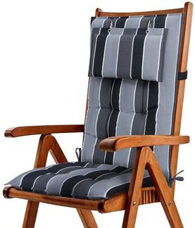 Beautissu Hochlehnerauflage Premium Hochlehner Auflage Kopfpolster Sun Sun-HL, 120x50cm, Anthrazit, 8cm Dicke Gartenstuhlauflage mit Befestigung UV-Lichtechtheit 5