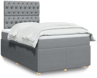 vidaXL Boxspringbett mit Matratze Hellgrau 120x200 cm Stoff 3294330