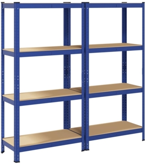 vidaXL Lagerregale mit 4 Böden 2 Stk. Blau Stahl & Holzwerkstoff 4016935