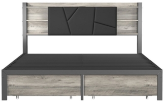 Furnishings Home Polsterbett LED Stauraumbett Doppelbett (2 Schubladen), Mit LED-Beleuchtung, USB Anschlüsse, Kunstleder, 160x200 cm