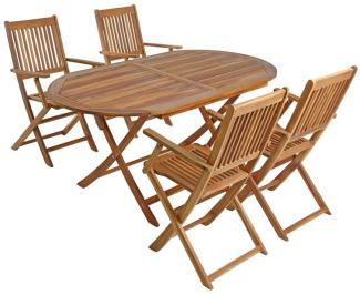 Gartenmöbel Sitzgruppe Gartentisch 4 Stühle mit Armlehnen Gartenset klappbar
