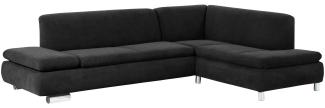 Ecksofa mit Ottomane rechts Kaye Bezug Veloursstoff Metallfuß verchromt / schwarz 23106