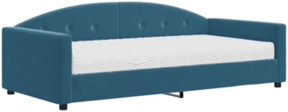 vidaXL Tagesbett mit Matratze Blau 100x200 cm Samt 3197283