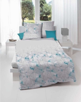 Kaeppel Mako Satin Bettwäsche Geometrisch Realize Türkis 135x200 cm