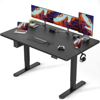 Höhenverstellbarer Schreibtisch Elektrisch 160x80 cm Kabelmanagement Beige