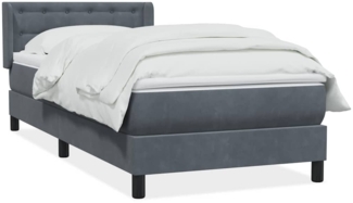 vidaXL Boxspringbett mit Matratze Dunkelgrau 80x220 cm Samt 3318472