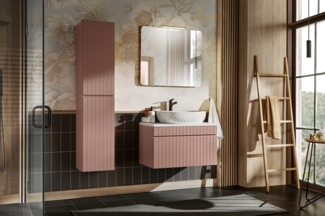 ICONIC ROSE Badmöbel-Set 80 cm mit Aufsatzwaschbecken, Hochschrank und 80 cm Spiegel (80cm), Antike Rose