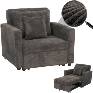 Schlafsessel HWC-L90, Klappsessel Gästebett Relaxsessel, Liegefläche 200x100cm Stoff/Textil Cord ~ dunkelgrau