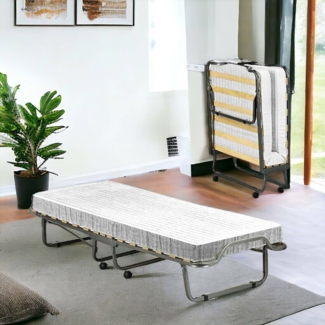 Dmora Klappbett Banzi, Klappbett mit 15 Latten, platzsparendes Kinderbett, 100 % Made in Italy, 80 x 200 x 40 cm, inklusive Memory-Matratze