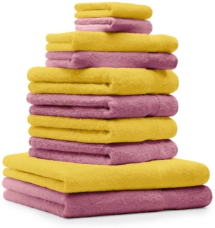 Betz Handtuch Set 10-TLG. Premium Farbe Gelb & Altrosa, 100% Baumwolle (10-St)
