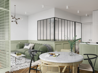 Vente-unique - Glaswand Ecklösung - 210 x 150 x 130 cm - thermolackiertes Aluminium - Schwarz - BAYVIEW