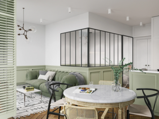 Vente-unique - Glaswand Ecklösung - 210 x 150 x 130 cm - thermolackiertes Aluminium - Schwarz - BAYVIEW